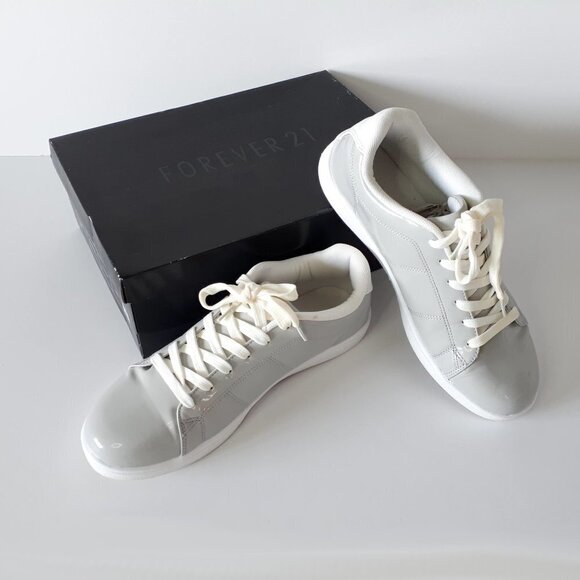 EUC Forever 21 Lina patent silver grey sneakers, 10 - Picture 2 of 10